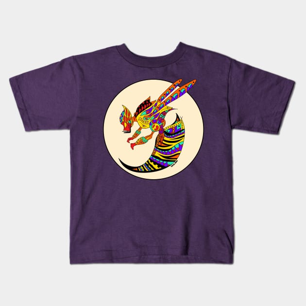 safari killer bee in ecopop pattern mandala Kids T-Shirt by jorge_lebeau